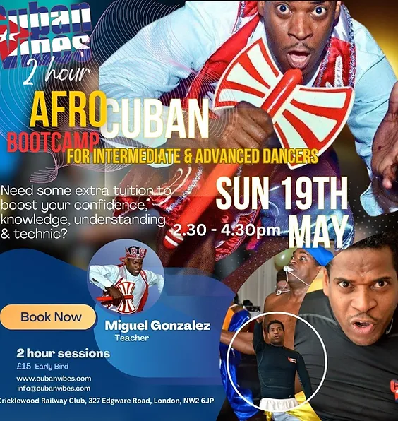 Poster graphic for Cuban Vibes Afro-Cuban Workshop