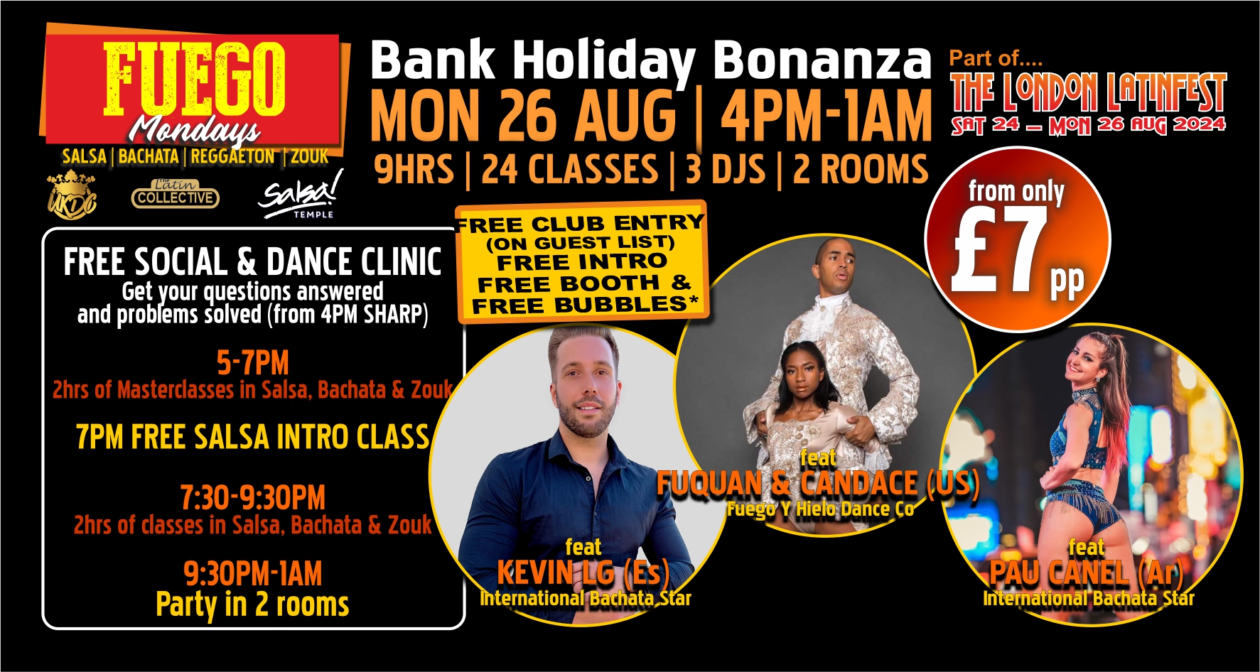 Poster graphic for Fuego Monday Bank Holiday Bonanza